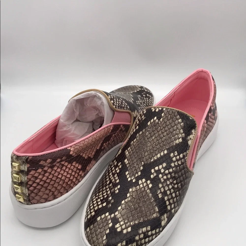 NWT Michael Kors Keaton Slip On Sneakers - SIZE 8 Shell Pink and python